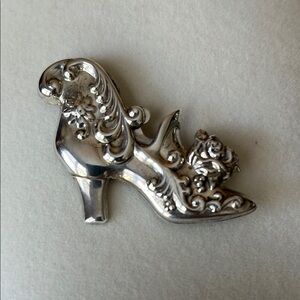 Lang Sterling Silver Vintage Victorian Shoe Brooch